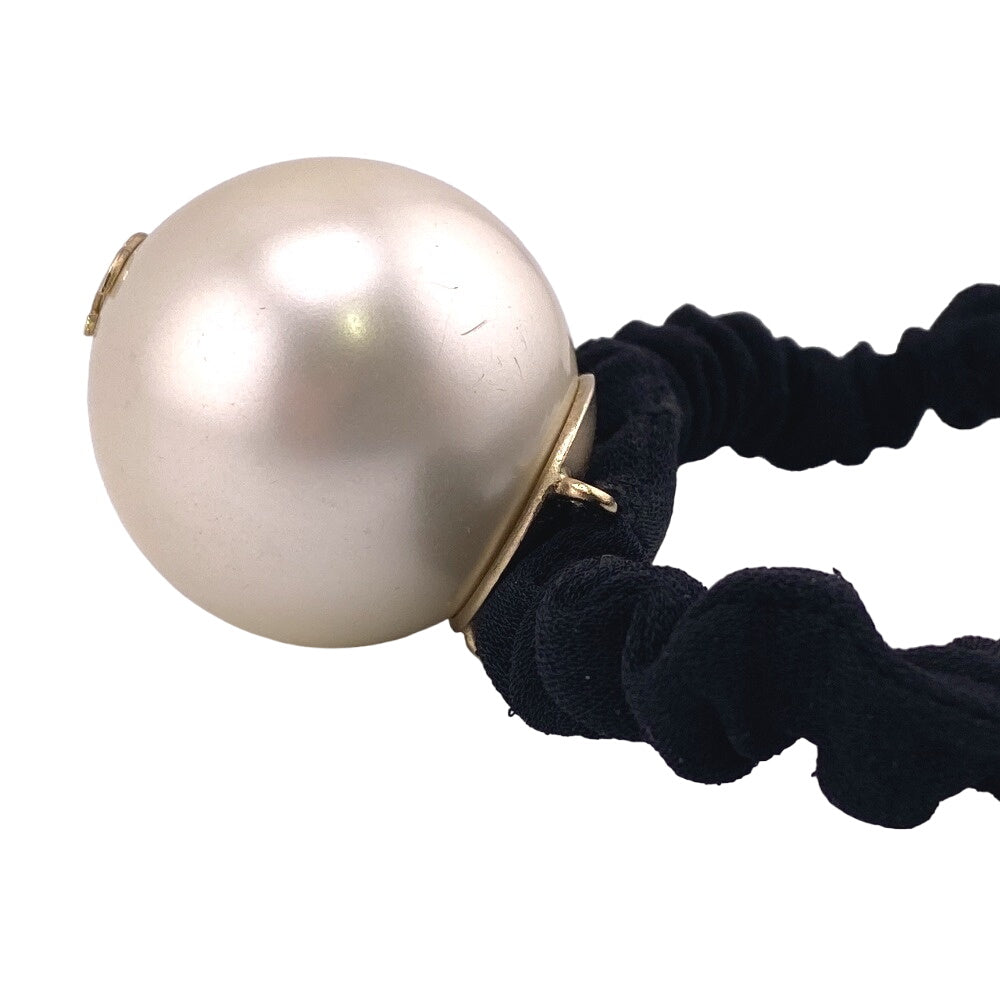 CHANEL hair accessory Gold Plated black Fake pearl COCO Mark