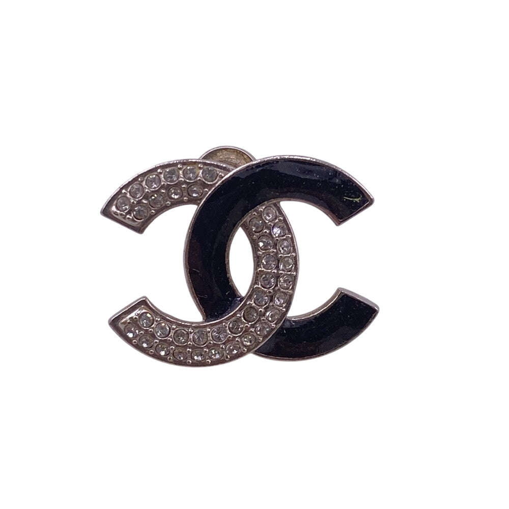 CHANEL Pierce A23K Silver, Rhinestone Silver COCO Mark Women