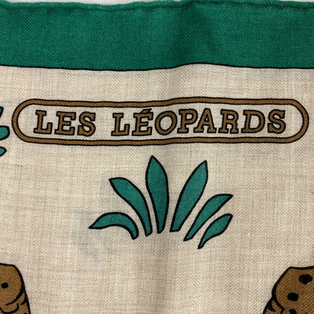 HERMES Stall Cashmere Pashmina , Silk Multi Carre Geant LES LEOPARDS Leopard Women