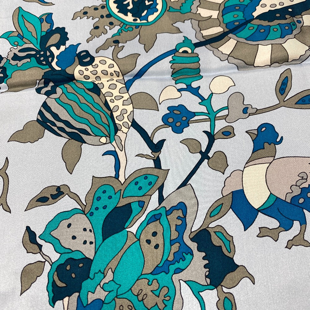 HERMES scarf silk blue Fantaisies indiennes Dazzling India Carre140 Women