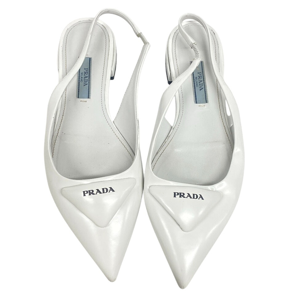 PRADA pumps leather Ivory Triangle logo Women 35