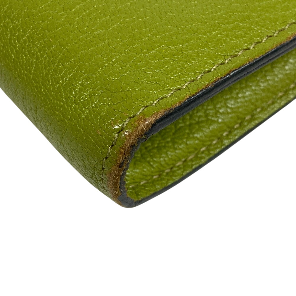 HERMES Long Wallet Purse leather Chevre Anise Green Turn lock Kelly wallet Women