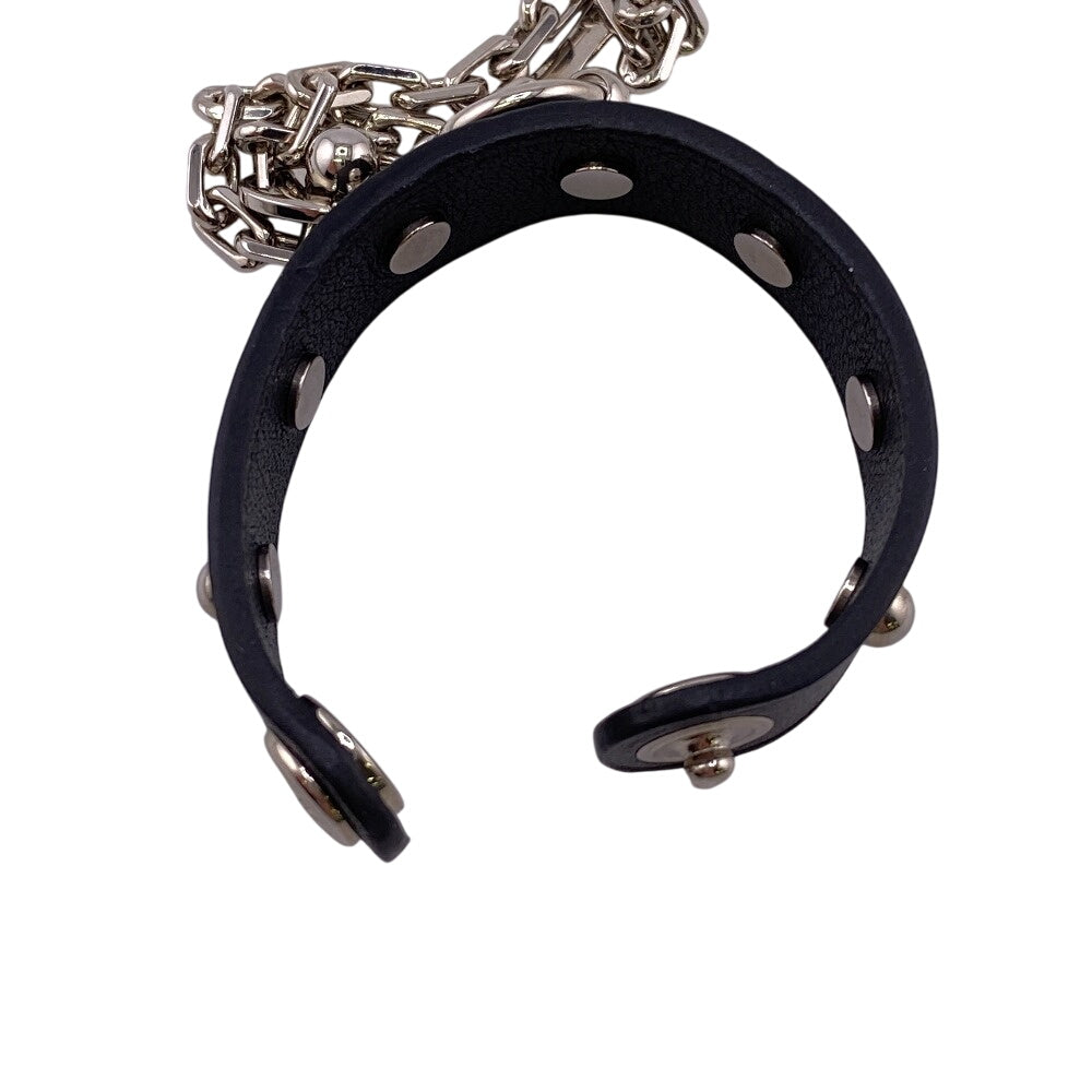 HERMES Other accessories Gold Plated, Leather black Glove holder Serie button saddle mens(Unisex)