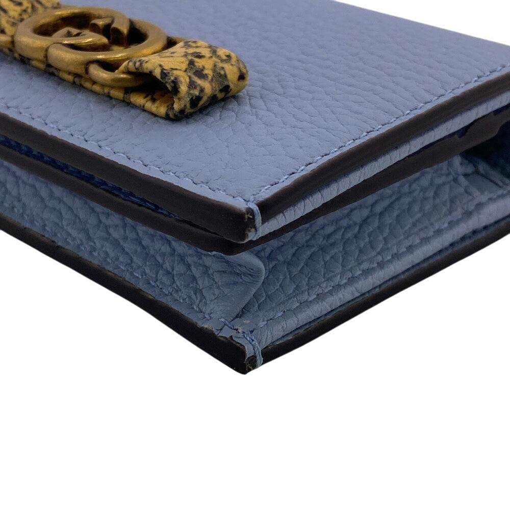 GUCCI Bifold Wallet 746059 leather blue Compact wallet Interlocking G Women