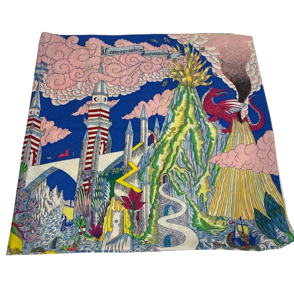 HERMES Stall Cashmere, Silk multicolor Carre Jean 140 Blue iris Cosmographia Universalis unisex(Unisex)