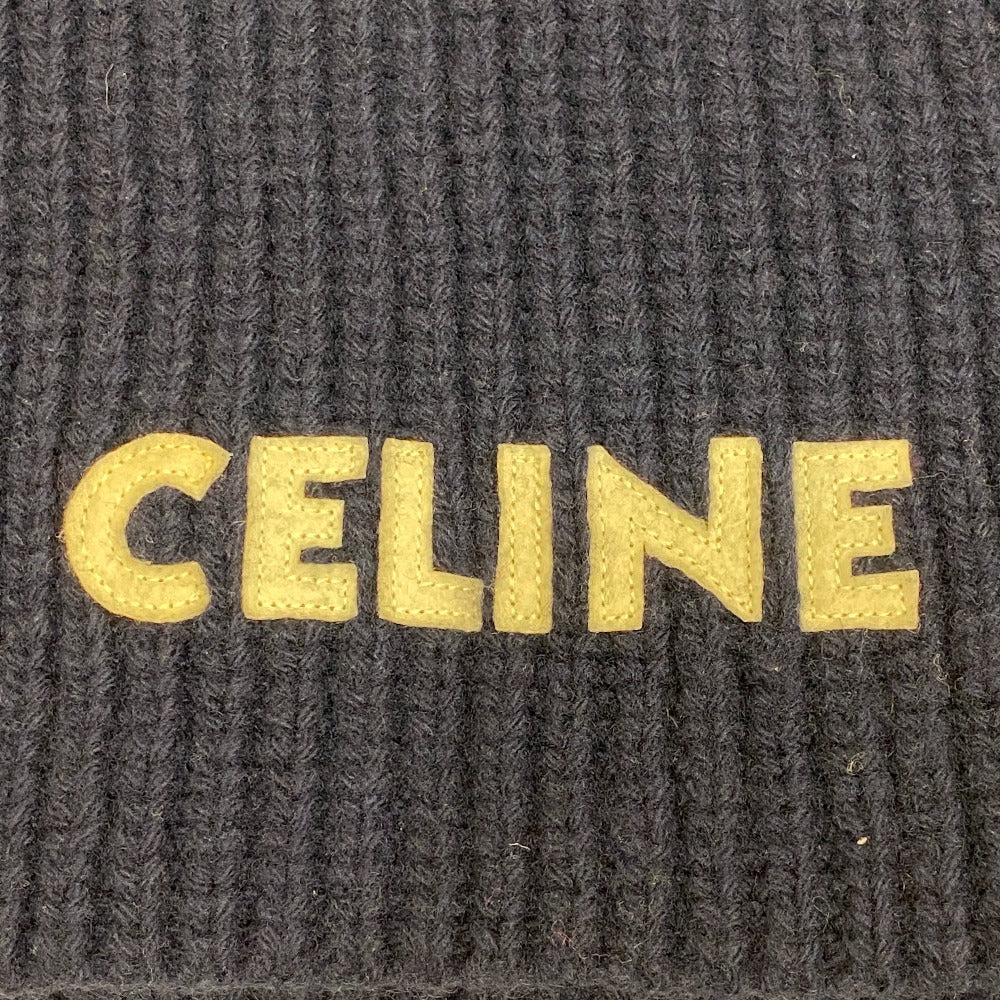 CELINE Scarf wool Navy Logo point wool scarf Women(Unisex)