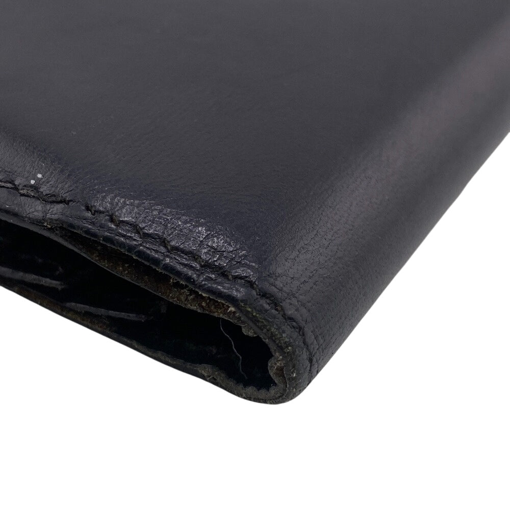 HERMES Long Wallet Purse Box scarf black 1996 Long Wallet Bean classic mens(Unisex)