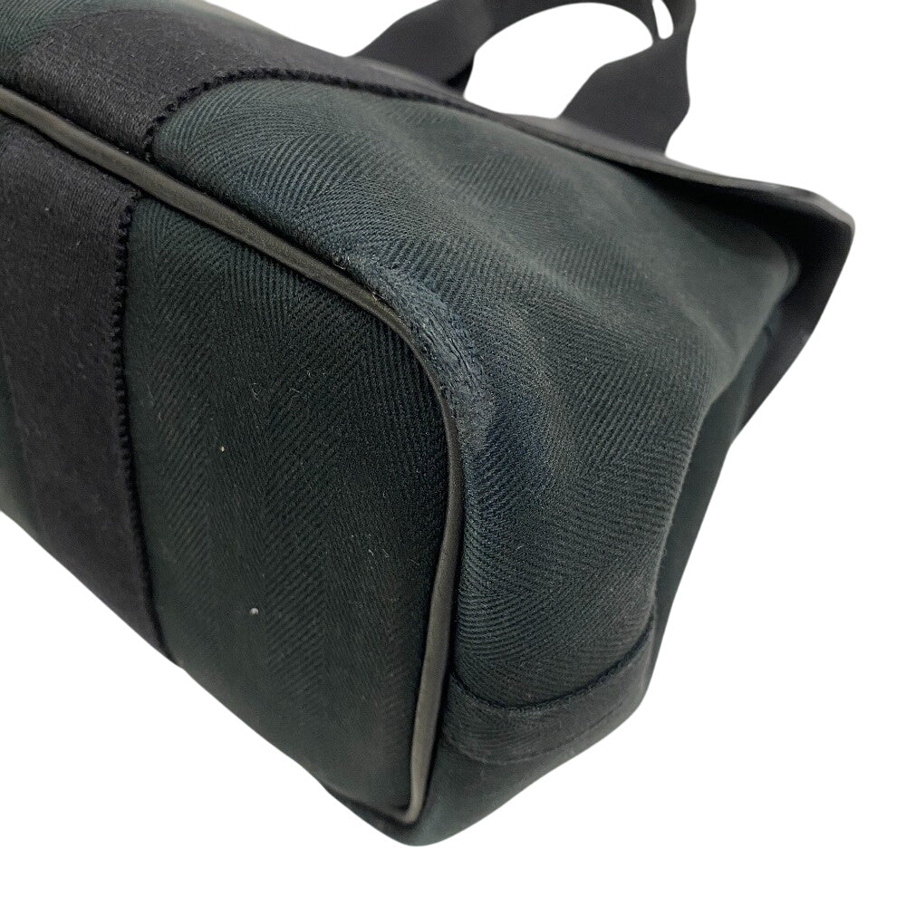 HERMES Handbag Toile Chevron , Leather black Tote Bag Pouch Valparaiso PM Women(Unisex)