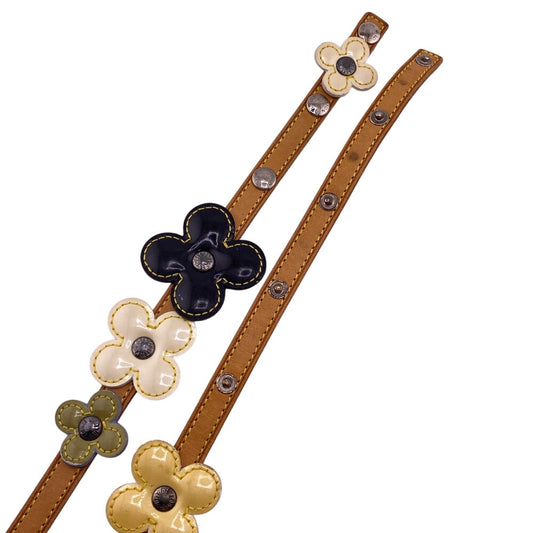 LOUIS VUITTON belt M92253 Leather, Vernis Brown Dress Belt flour Vernis Fleur Saint-Church Fleur Women