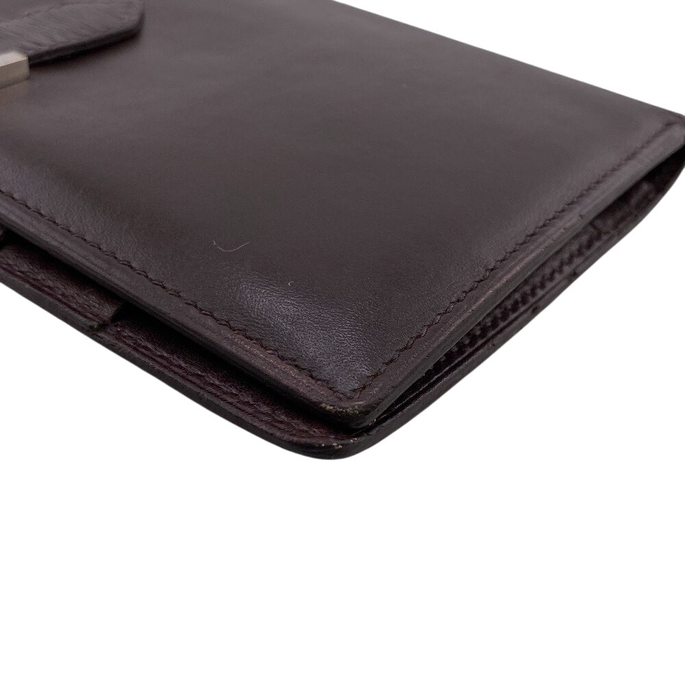 HERMES Long Wallet Purse leather Brown type Bean
