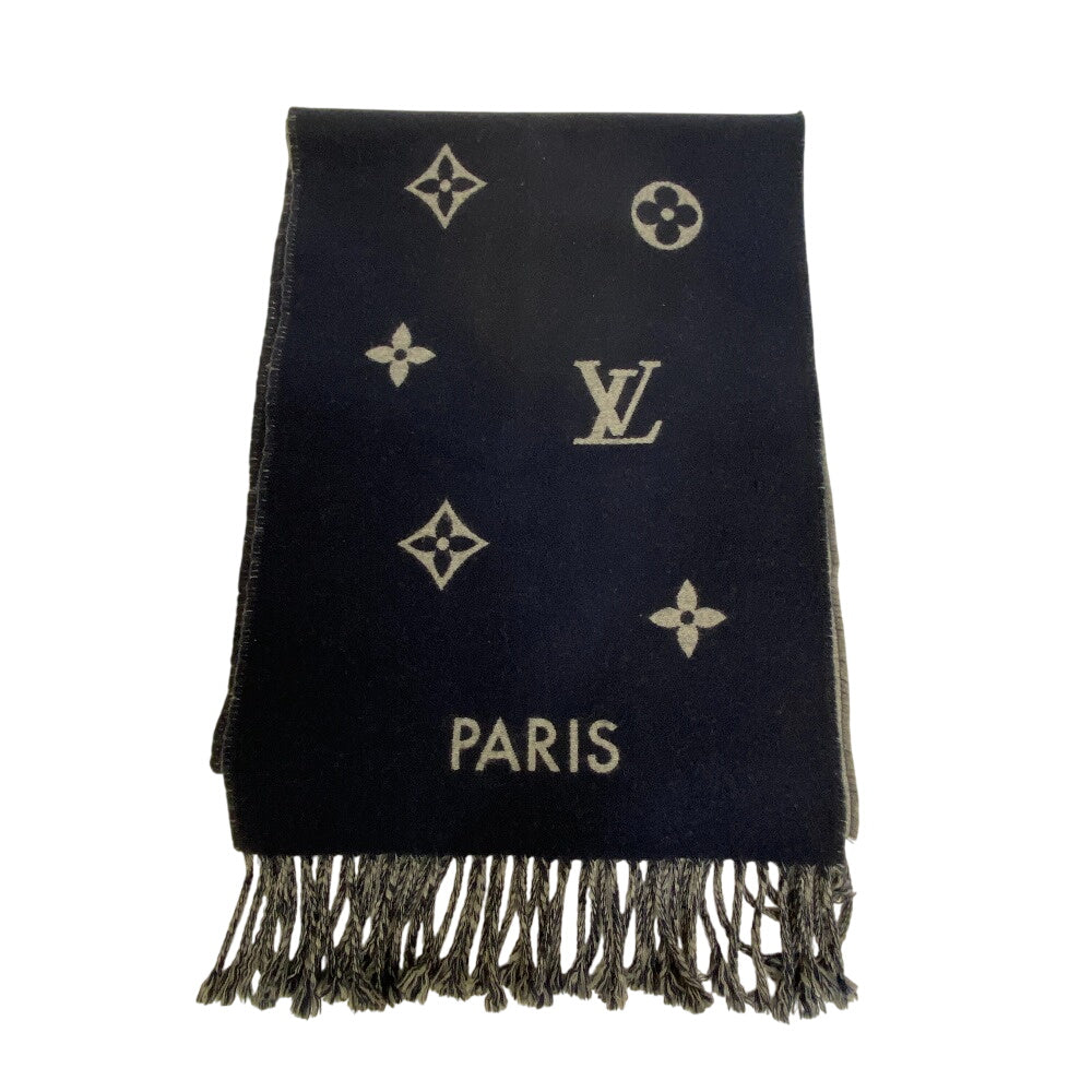 LOUIS VUITTON Scarf M79130 wool Navy Monogram All About