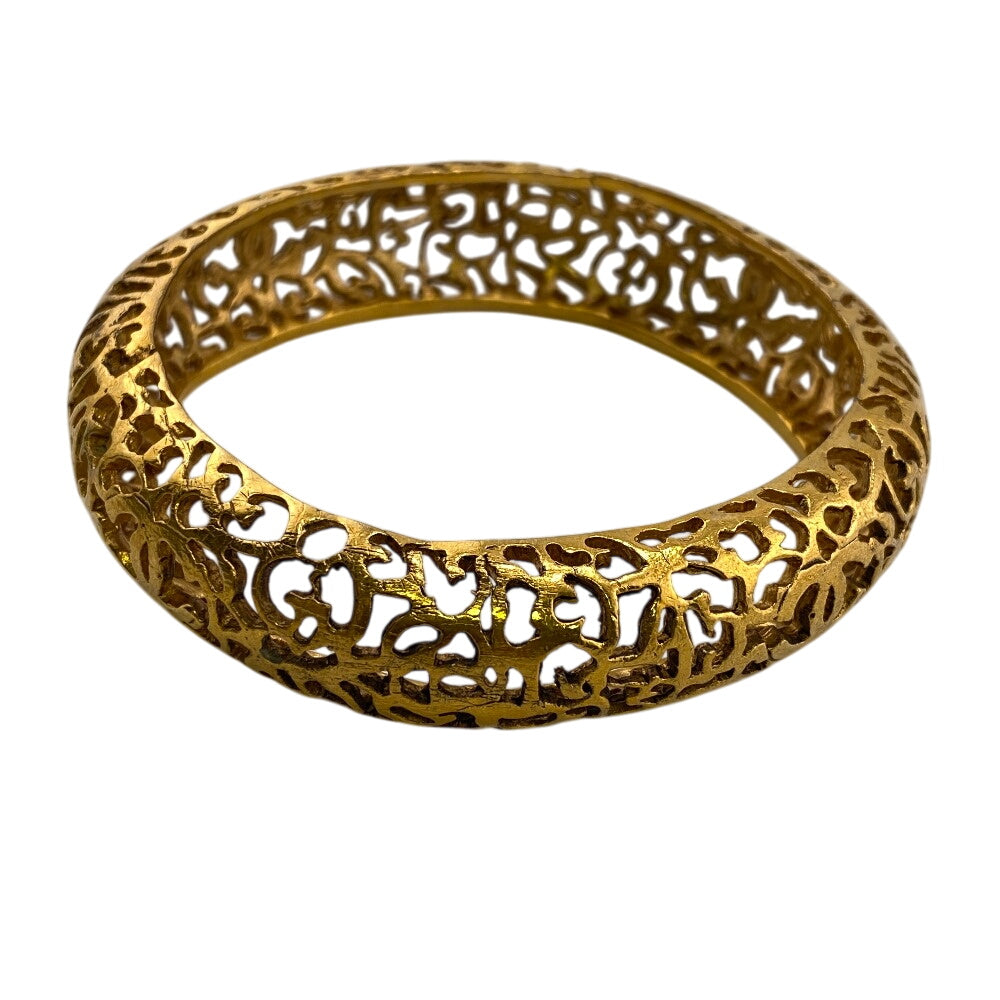 CHANEL Bangle 25 Gold Plated gold Bracelet Vintage COCO Mark Women