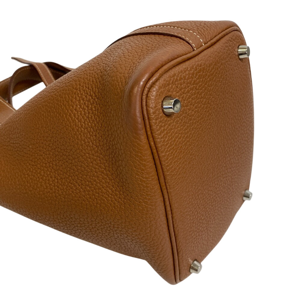 HERMES Handbag □O Taurillon Clemence Brown Picotan Lock PM