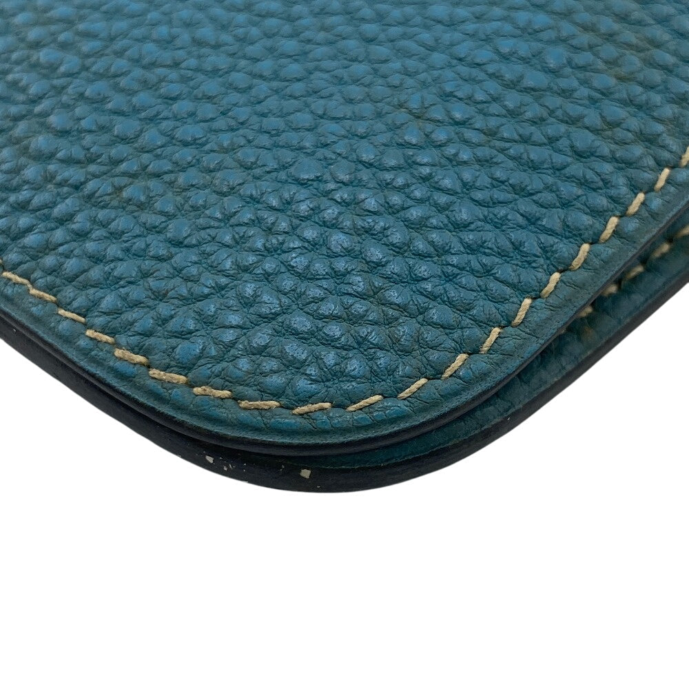 HERMES Long Wallet Purse Togo blue Dogon GM