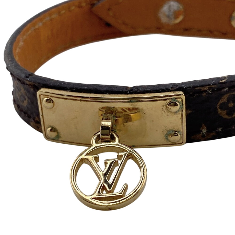 LOUIS VUITTON Bangle M4150F leather Brown Monogram Brasserie Logomania