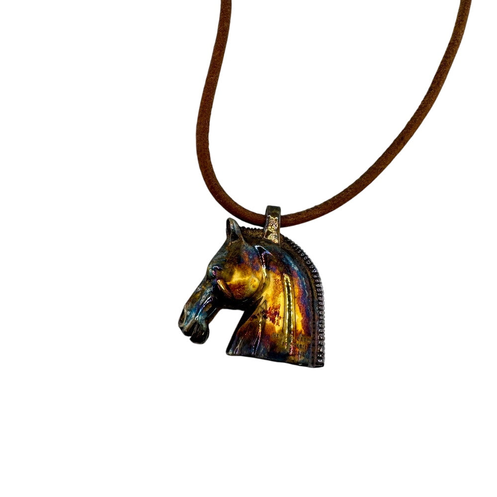HERMES Necklace Silver925 Brown Shuval