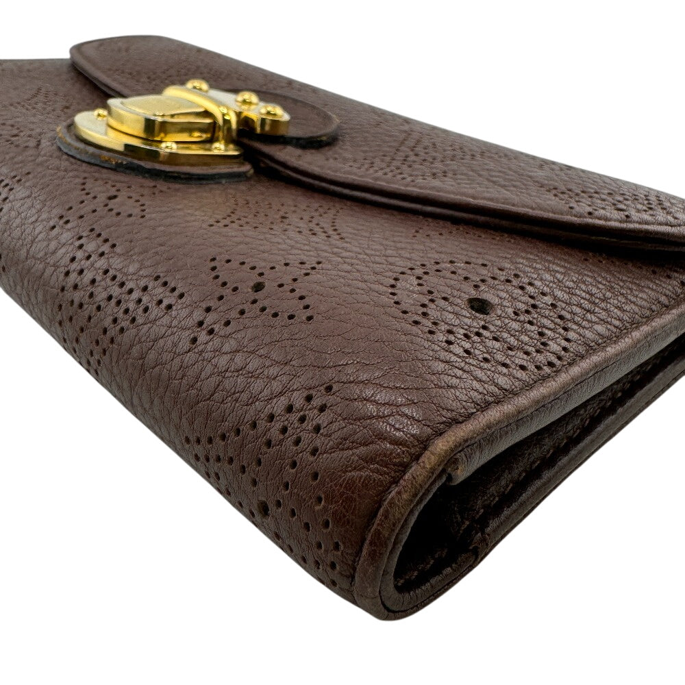 LOUIS VUITTON Long Wallet Purse M95995 Mahina, Leather Brown Mahina Portefeuille Amelia