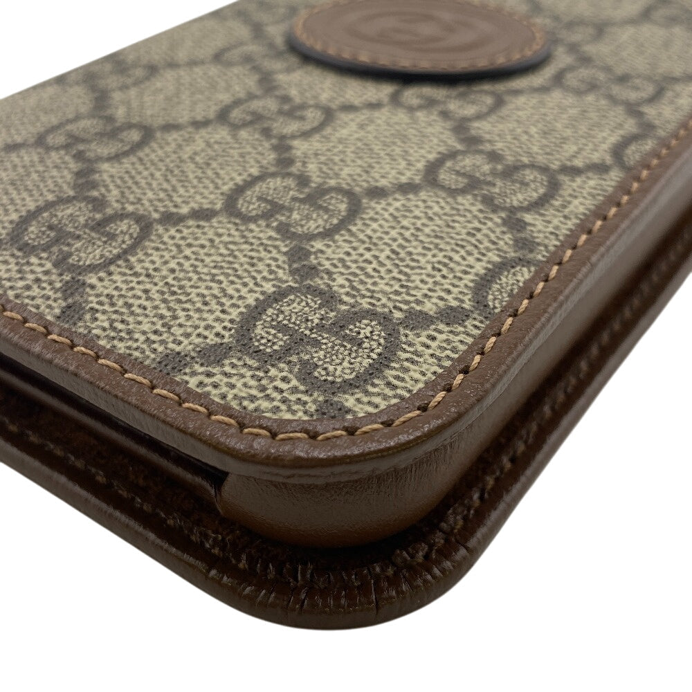 GUCCI iPhone case 760185 leather Brown GG Supreme