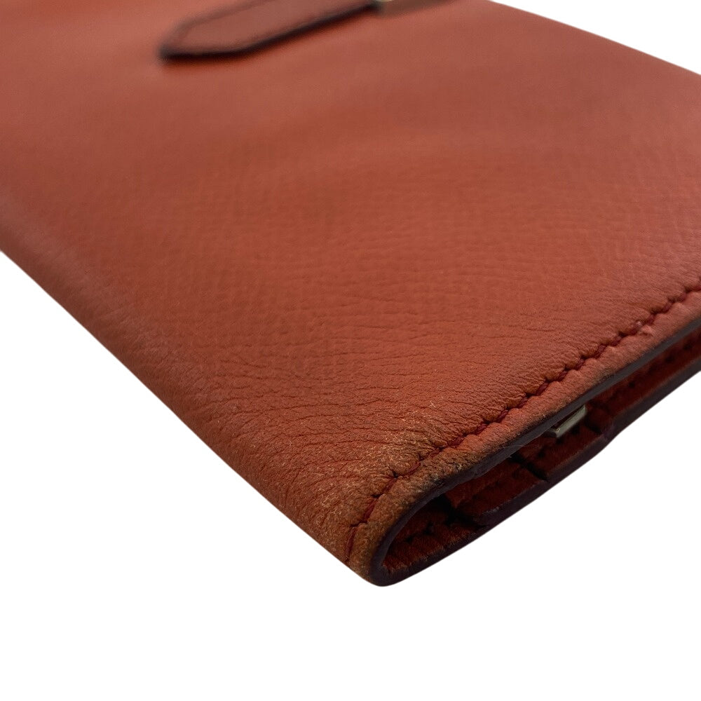 HERMES Long Wallet Purse leather Orange Bean