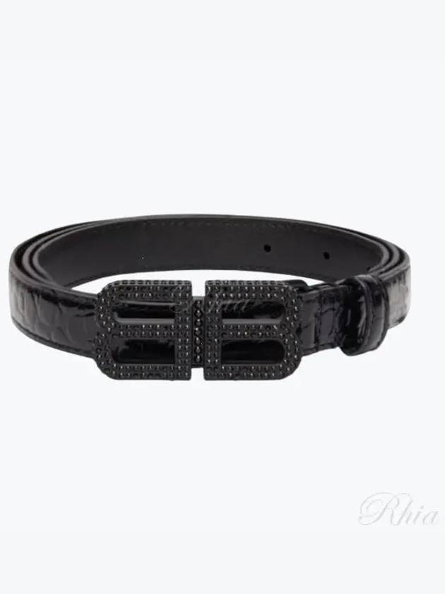 Luxury Balenciaga Trending 2025 BB Hourglass Leather Belt Black