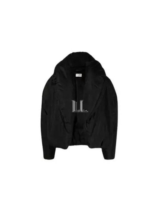 Luxury Saint Laurent Trending 2025 Cropped Puffer Silk Taffeta Jacket Black