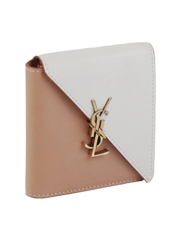 Luxury Saint Laurent Trending 2025 Women's Jamie Fold Monogram Bicolor Half Wallet Beige