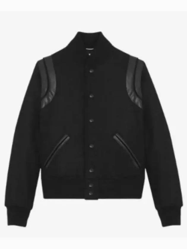 Luxury Saint Laurent Trending 2025 Men's Teddy Light Wool Stadium Bomber Jacket Black