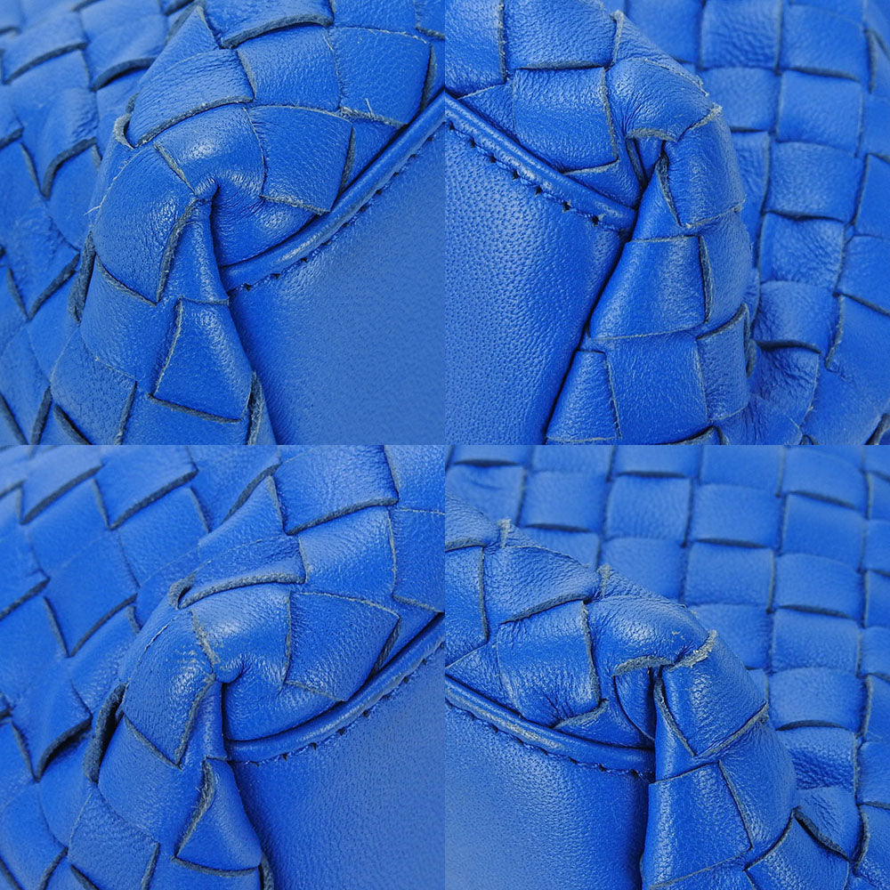 BOTTEGAVENETA Handbag leather blue INTRECCIATO Women
