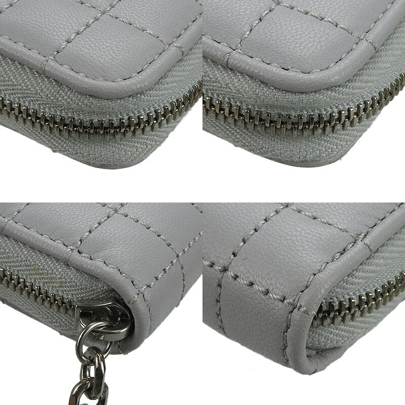 CELINE Card Case 10B663BFL.08GC leather gray C charm Women
