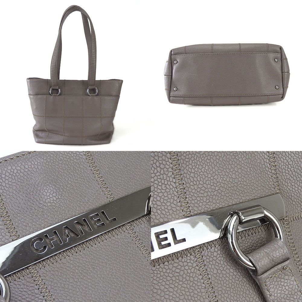 CHANEL Tote Bag Caviar skin, soft caviar skin gray Chocolate bar Women