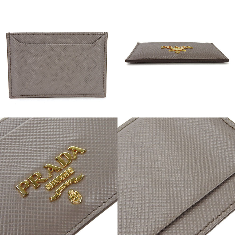 PRADA Card Case 1MC208 leather gray Safiano Women(Unisex)