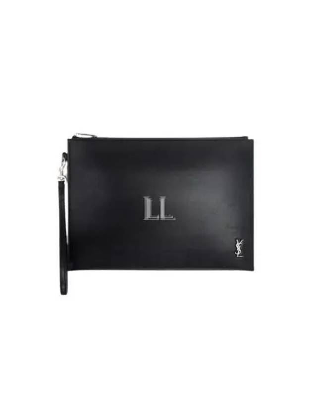 Luxury Saint Laurent Trending 2025 Tiny Monogram Silver Clutch Bag Black