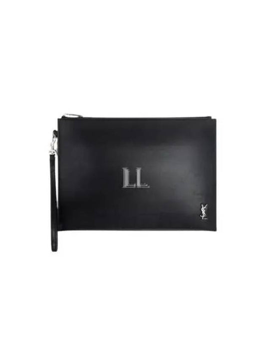 Luxury Saint Laurent Trending 2025 Tiny Monogram Silver Clutch Bag Black