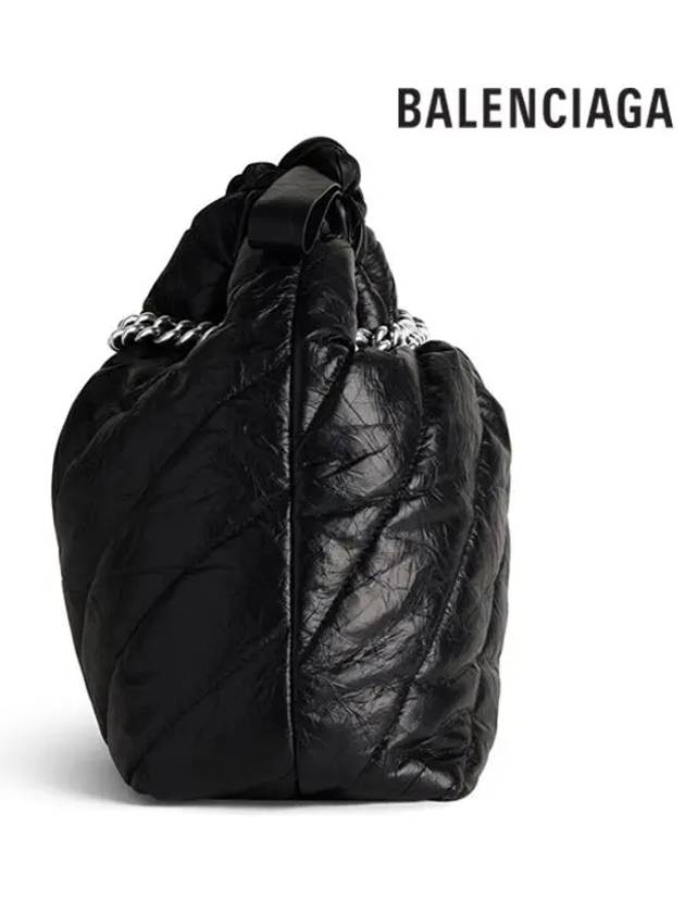 Luxury Balenciaga Trending 2025 Crush Embellished Logo Quilted Leather Tote Bag Black