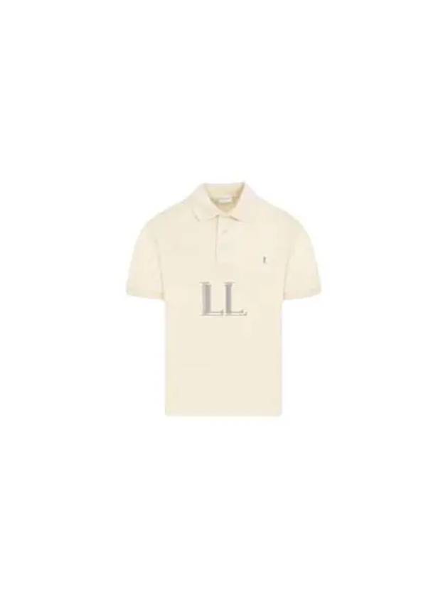Luxury Saint Laurent Trending 2025 Men's Cassandre Cotton Polo Shirt Beige