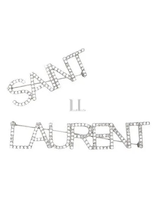 Luxury Saint Laurent Trending 2025 Crystal Brass Pin Brooch Oxidized Silver