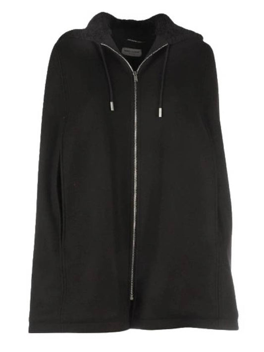 Luxury Saint Laurent Trending 2025 Women's Virgin Wool Hooded Jacket Black