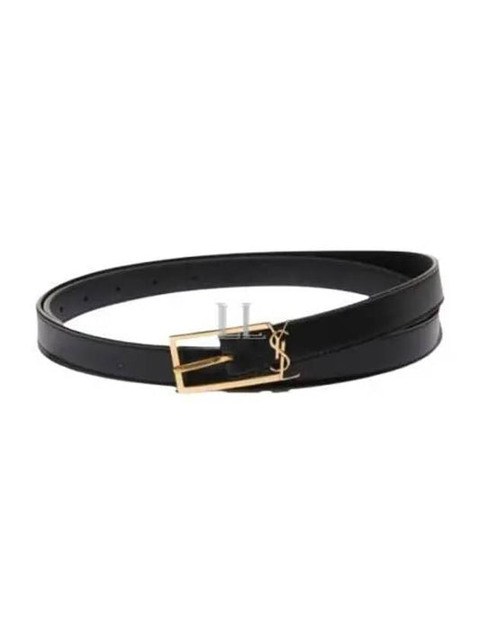 Luxury Saint Laurent Trending 2025 Logo Leather Belt Black