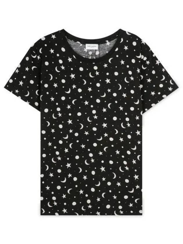 Luxury Saint Laurent Trending 2025 Men's Star Print Cotton Short Sleeve T-Shirt Black