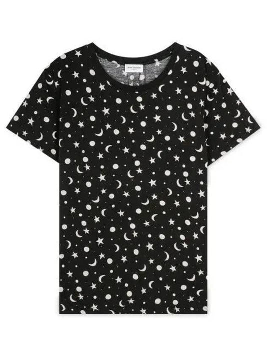 Luxury Saint Laurent Trending 2025 Men's Star Print Cotton Short Sleeve T-Shirt Black