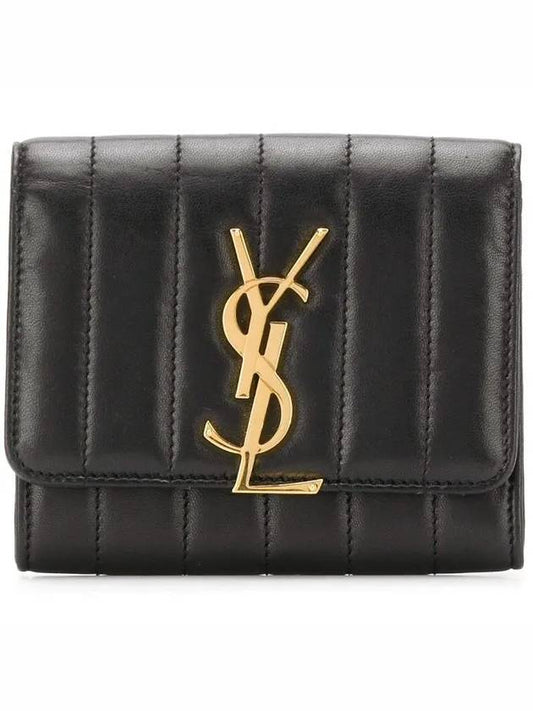 Luxury Saint Laurent Trending 2025 Vicky Small Half Wallet Black