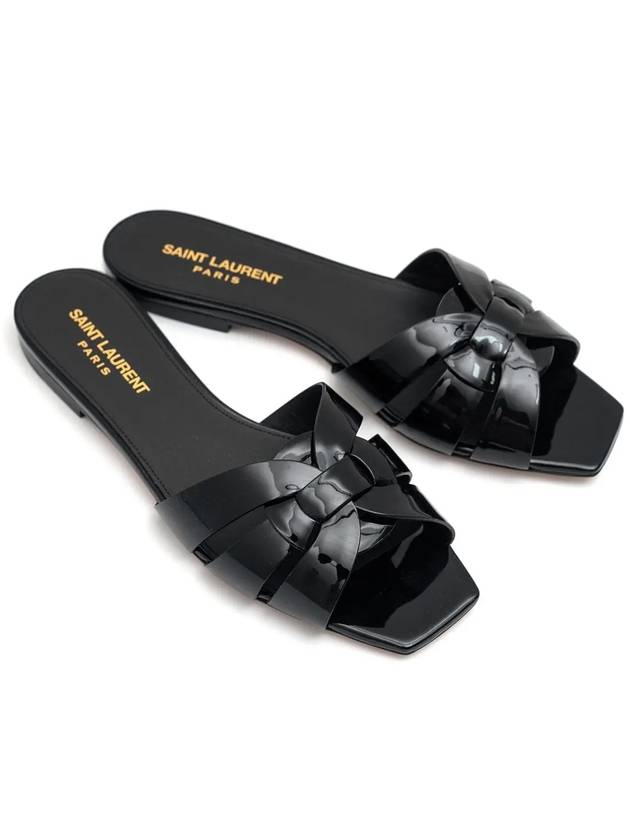 Luxury Saint Laurent Trending 2025 Tribute Patent Leather Mules Black
