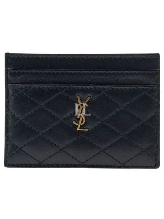 Luxury Saint Laurent Trending 2025 Gabi Quilted Lambskin Card Wallet Black