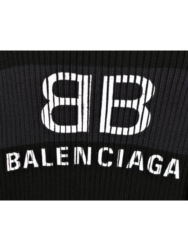 Luxury Balenciaga Trending 2025 Back BB Logo Stripe Cotton Knit Top Black