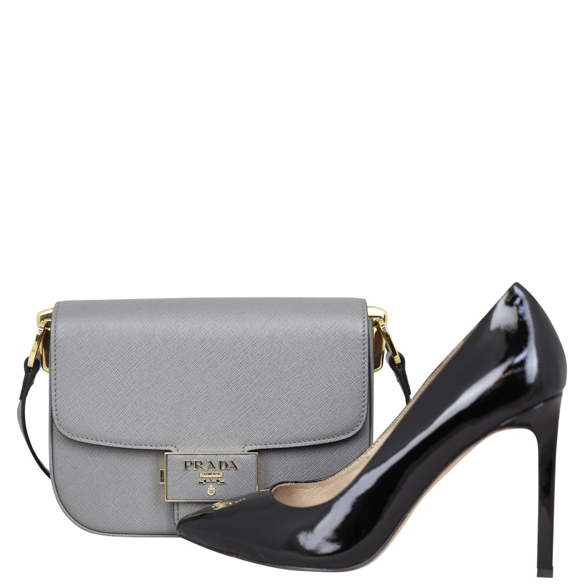 Prada Saffiano Embleme Shoulder Bag