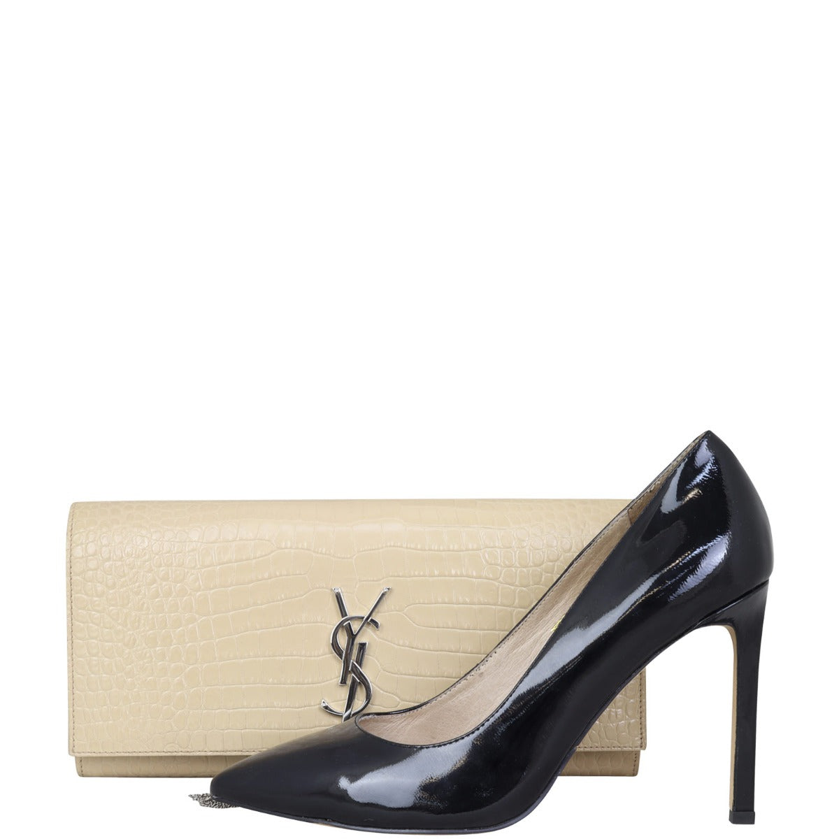 Saint Laurent Kate Tassel Clutch Croc-Embossed