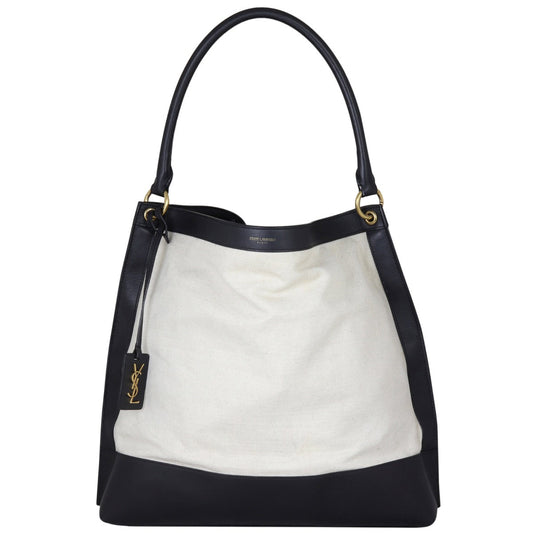 Saint Laurent Colour-Block Canvas and Leather Hobo Medium