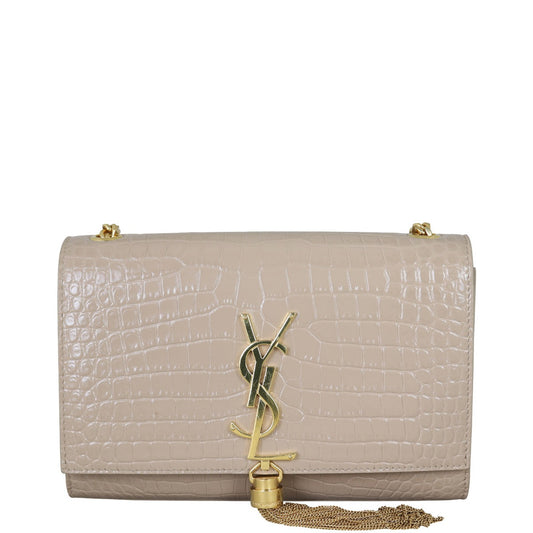Saint Laurent Kate Tassel Chain Bag Small Croc-Embossed