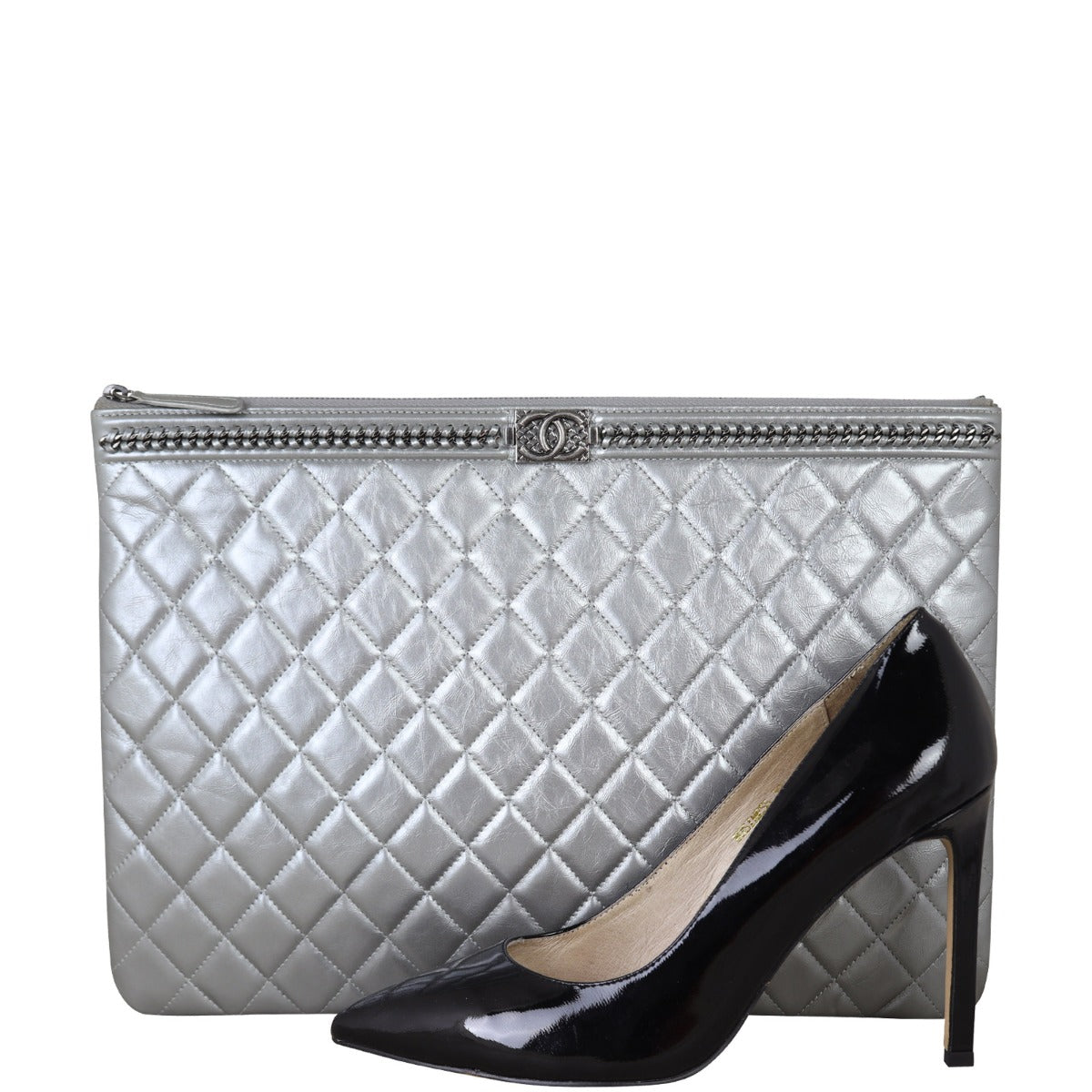 Chanel Boy O-Case Large | Silver