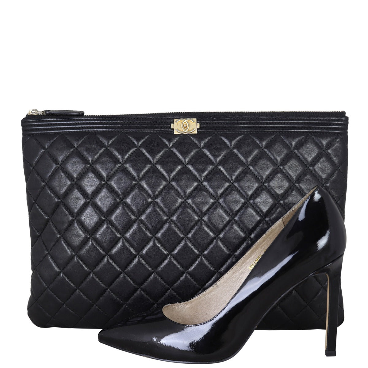 Chanel Boy O-Case Large | Black Lambskin